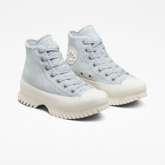 Converse Light Blue High-Top Sneakers with Rugged Lug Sole - Picture 1 of 9